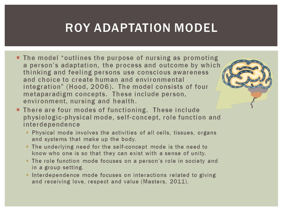 The Roy Adaptation Model: Health, Environment/Society, Nursing